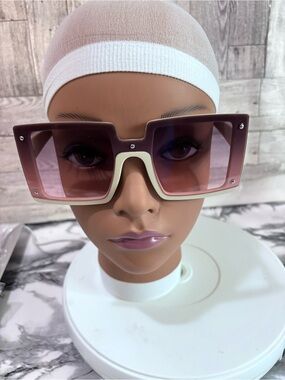 Bold Square Sunglasses in Pink and Cream